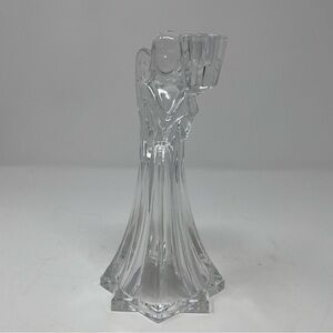 Angle Clear Glass Winged Decorative Holiday Candleholder